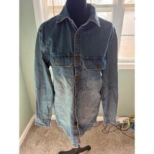 Original Use Blue Denim Button Up Shirt Jacket Shacket Chest Pockets Oversized